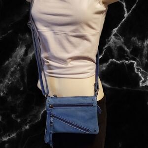 Blue‎ Leather Crossbody Bag